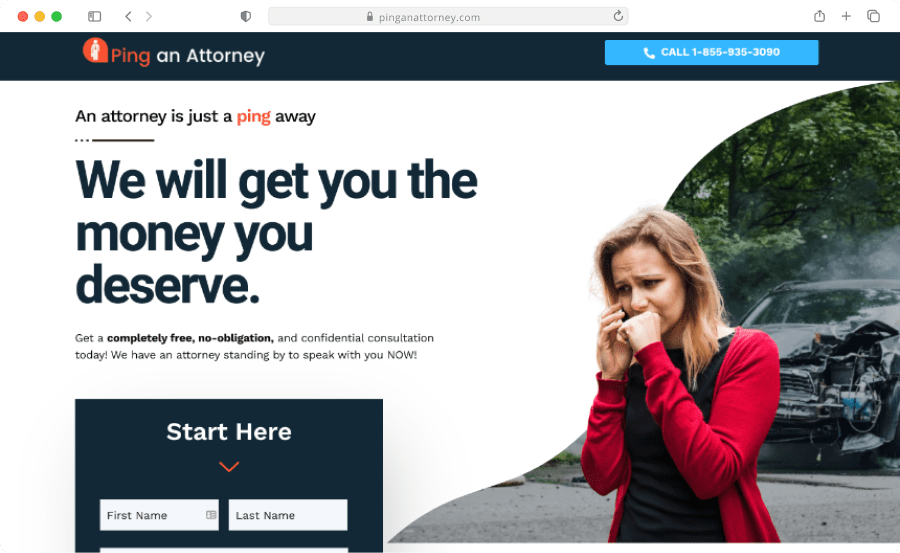 Ping an Attorney website screenshot