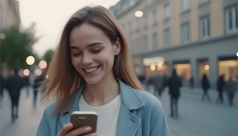 Woman using social media